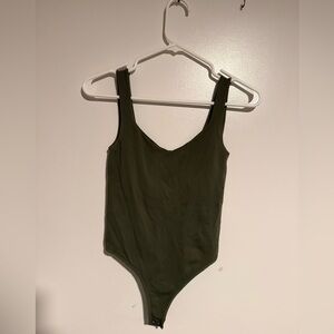 Free People Clean Lines Olive Green Bodysuit - great condition!!
